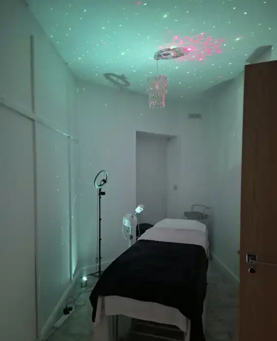 Massage room with ambient lighting